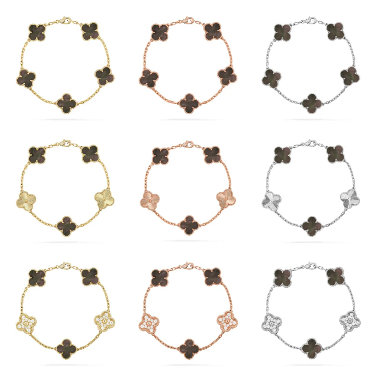 [⭐⭐JeweliWhal] CLOVER 5 MOTIF GRAY MOP BRACELET COLLECTION