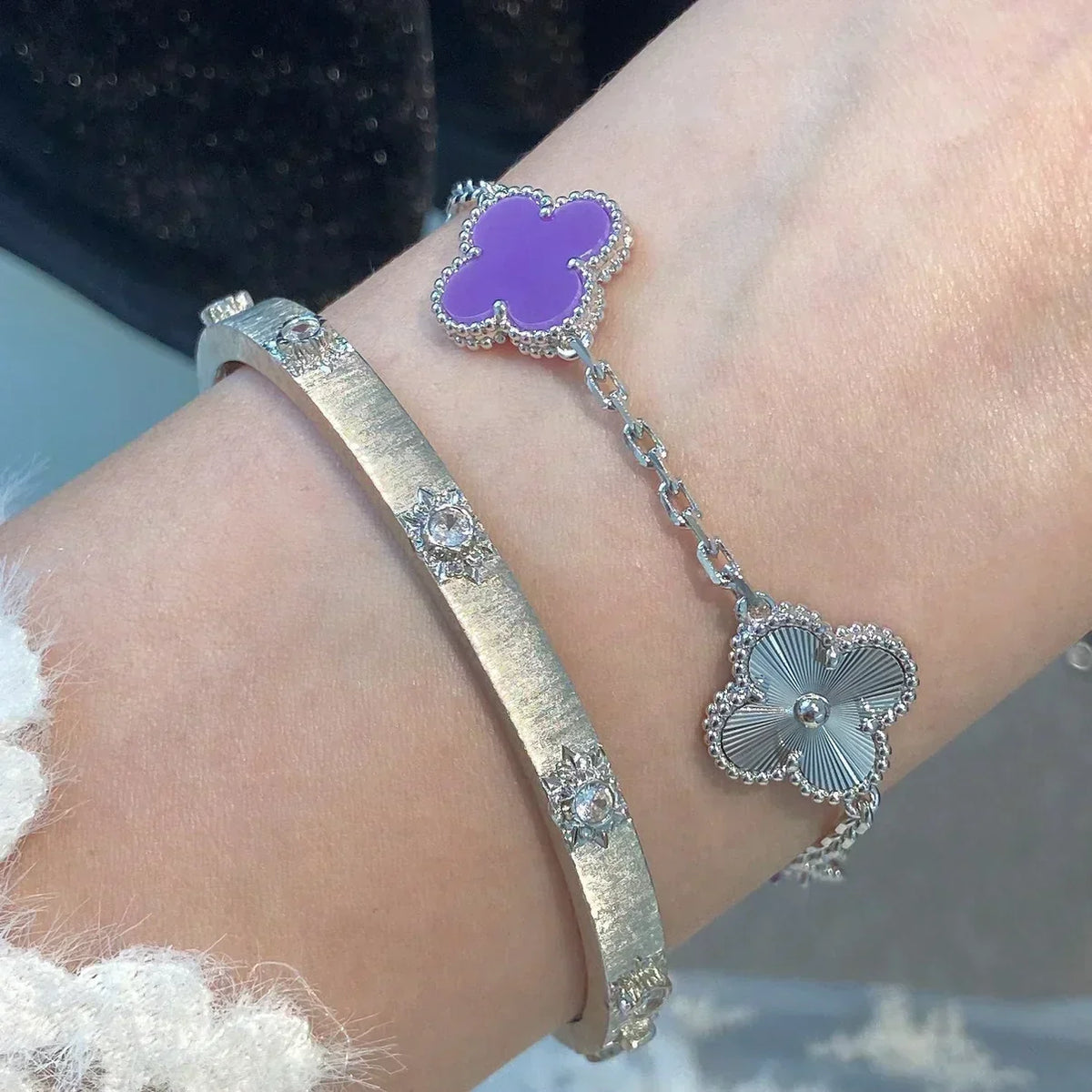 [⭐⭐JeweliWhal] CLOVER 5 MOTIF VIOLET BRACELET COLLECTION