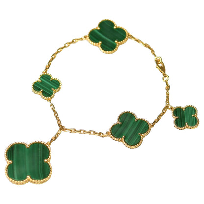 [⭐⭐JeweliWhal]MAGIC CLOVER MALACHITE GOLD BRACELET 5 MOTIFS