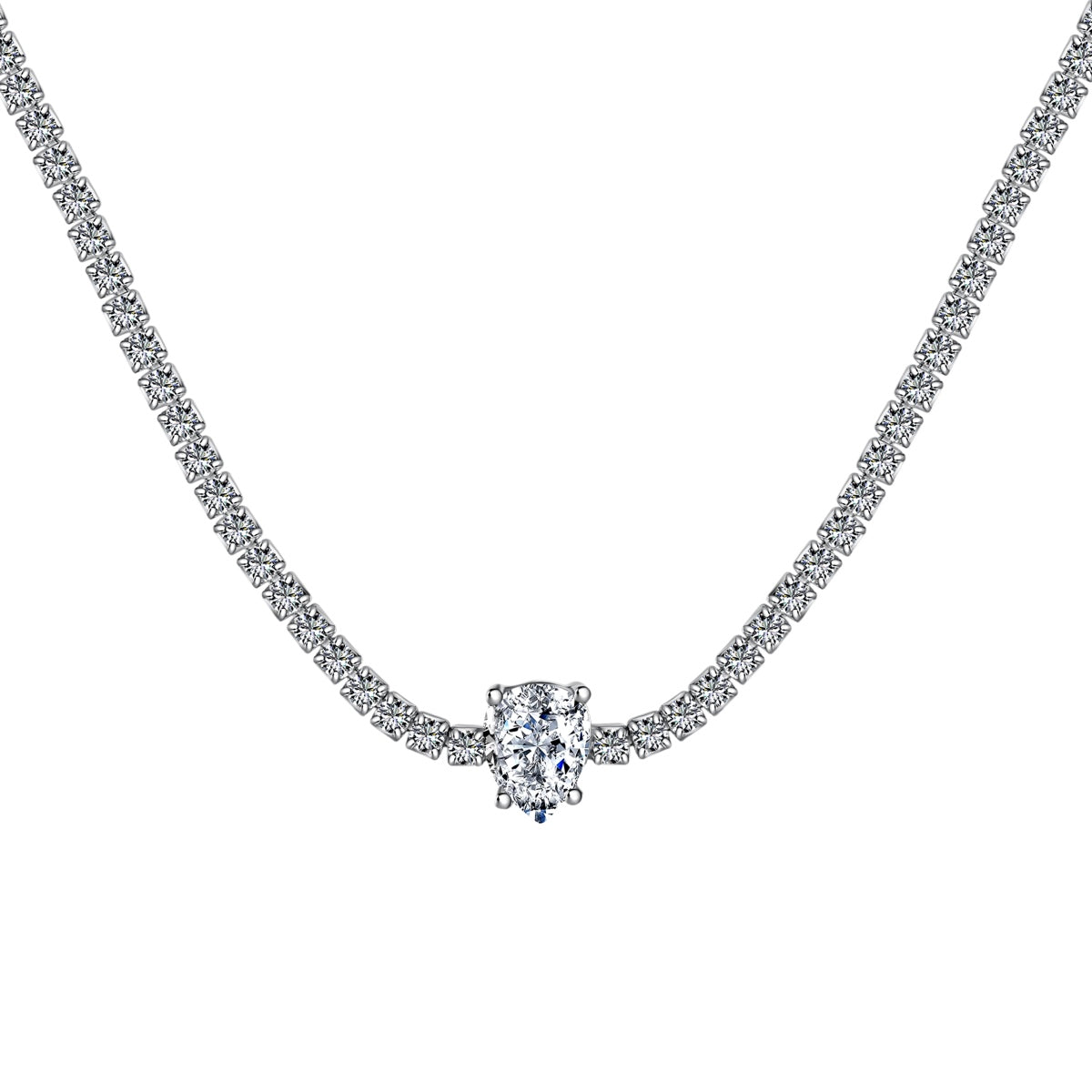 [Manual]1.0 carat Unique Pear Cut Tennis Necklace