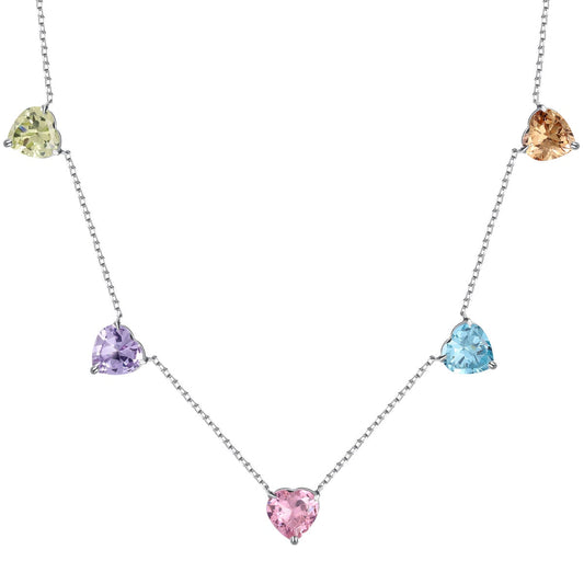 [Manual]Sparkling Colorful Heart Cut Necklace