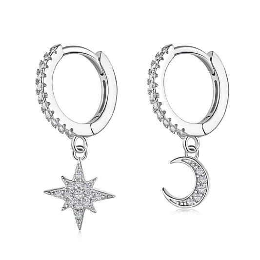 [Manual]Star and Moon Asymmetric Earrings