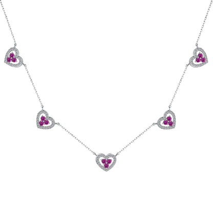[Manual]Sparkling Five Heart Necklace