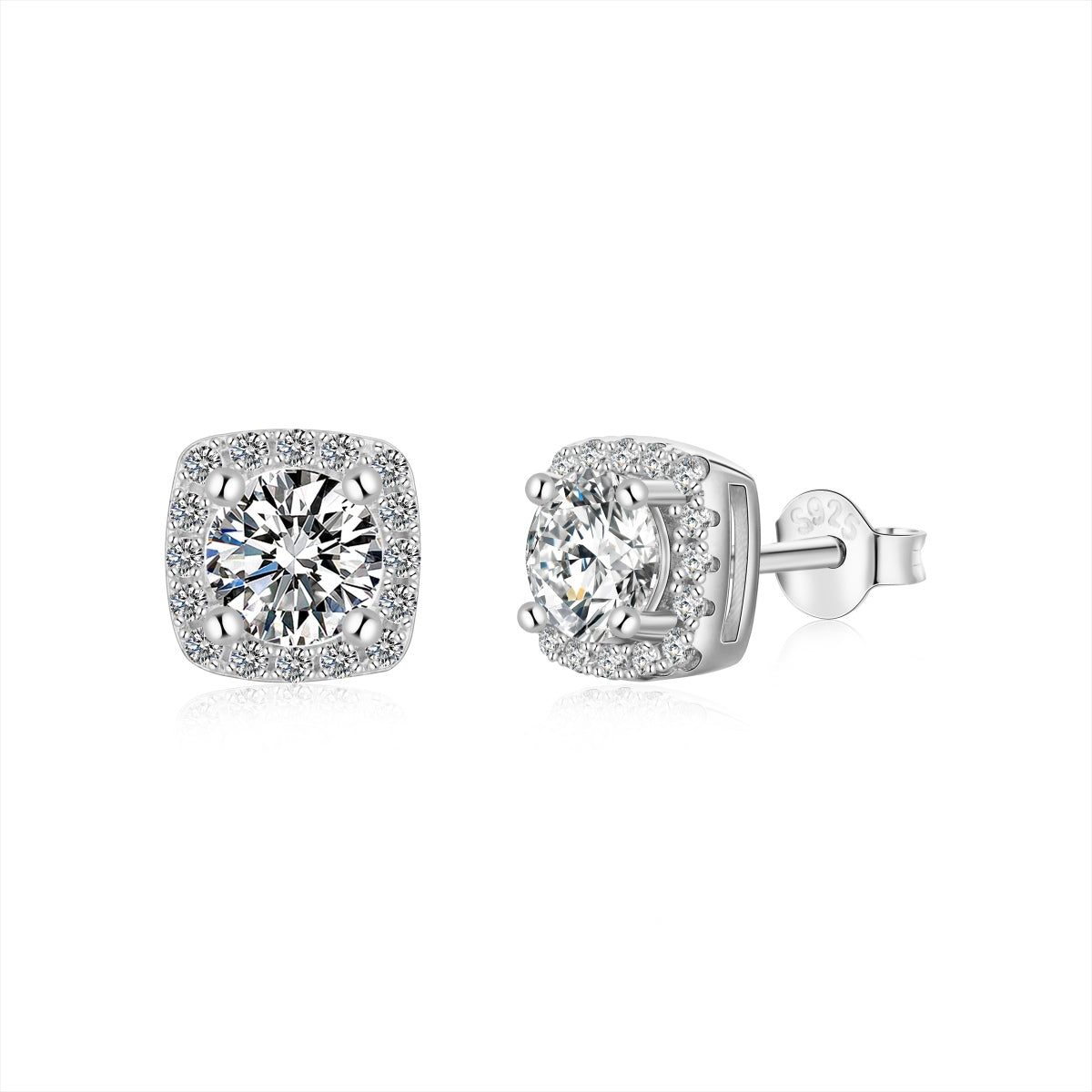 [Manual]Classic Round Center Stone Stud Earrings