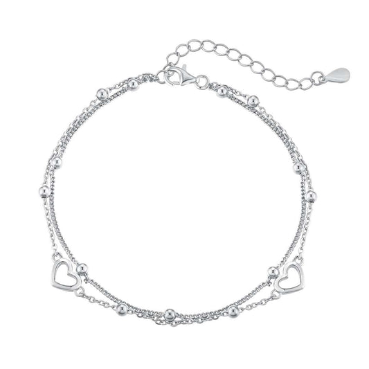 [Manual]Dainty Double Layer Love Heart Bracelet