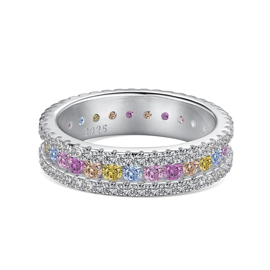 [Manual]Delicate Colorful Round Cut Daily Ring