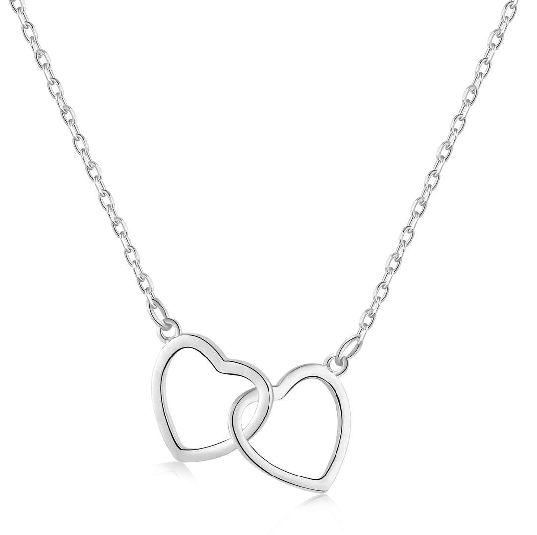 [Manual]Sterling Silver Love Double Ring Necklace