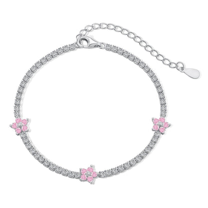[Manual]Sparkling Flower Shape Tennis Bracelet