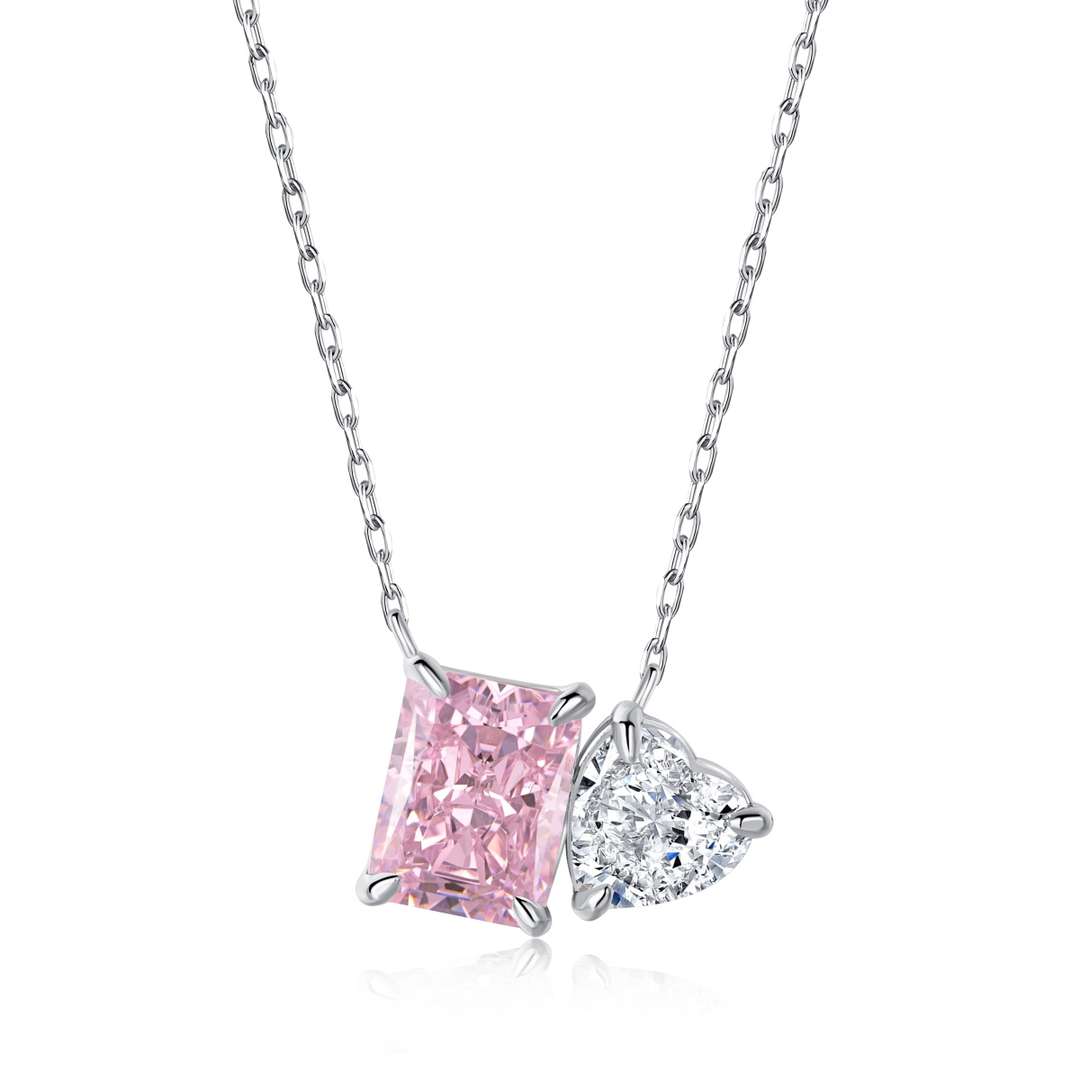 [Manual]Dazzling Square & Heart Shape Necklace