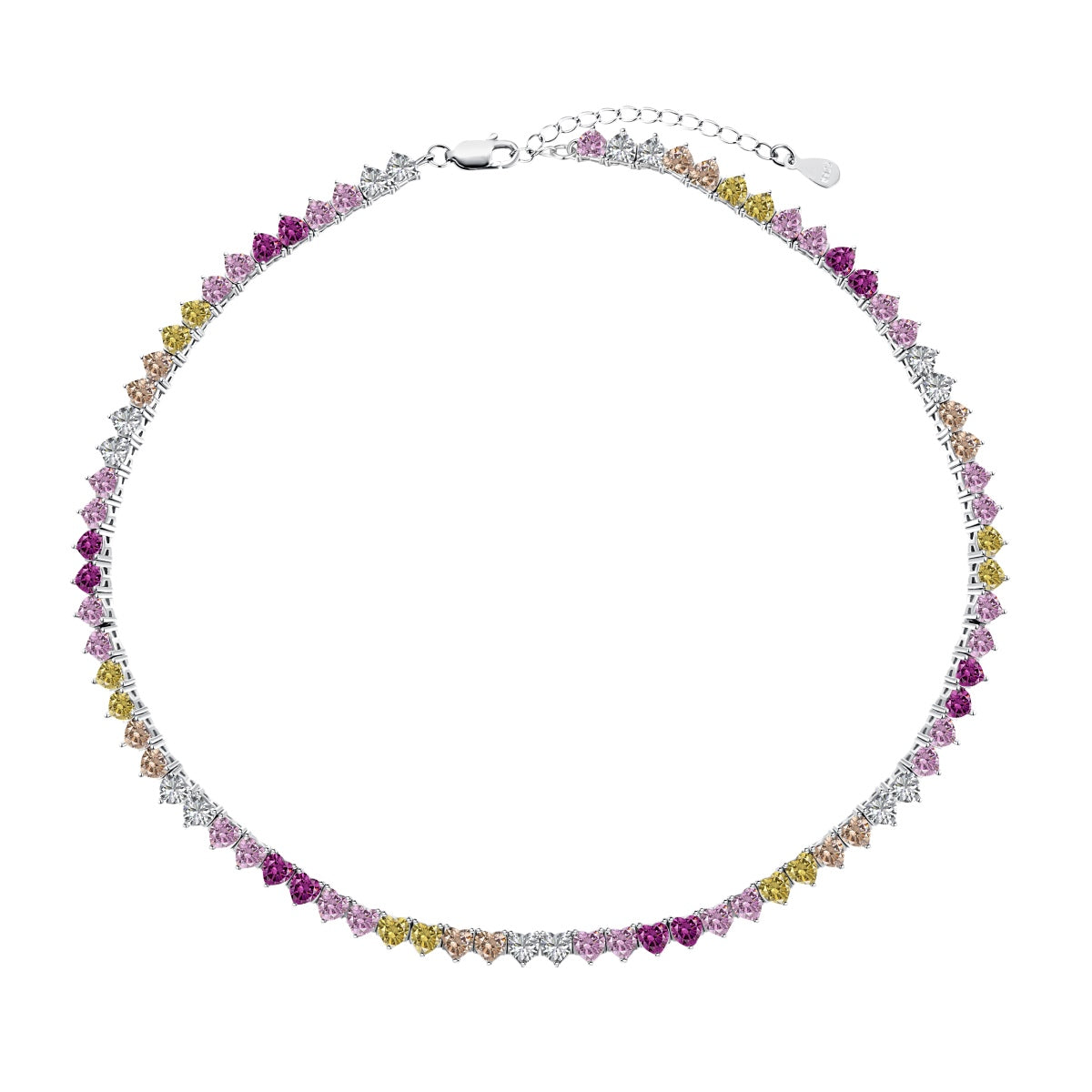 [Manual]Sparkling Colorful Full Heart Tennis Necklace