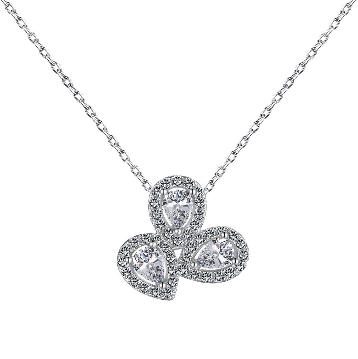 [Manual]Elegant Flower Shape Pear Cut Necklace
