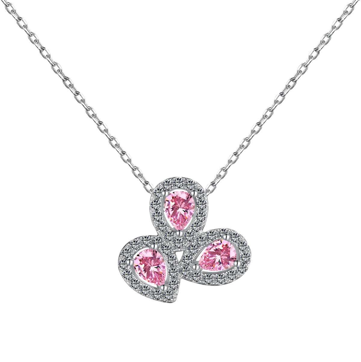 [Manual]Elegant Flower Shape Pear Cut Necklace