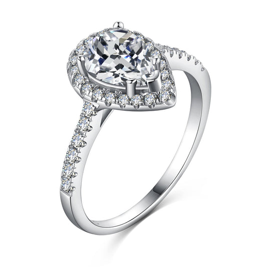 [Manual]1.0 Carat Luxurious Resplendent Water Drop Shape Wedding Ring