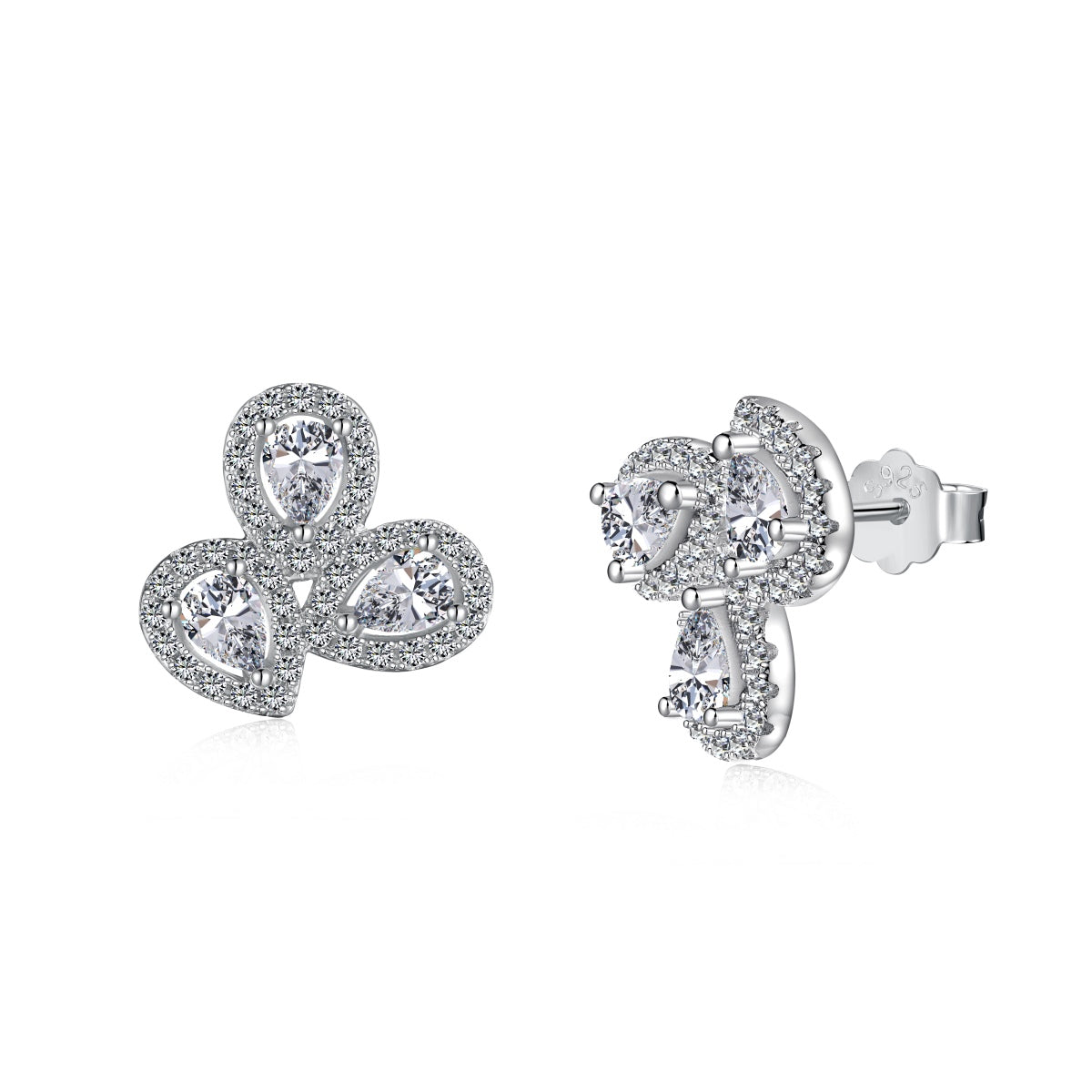 [Manual]Ornate Flower Shape Pear Cut Lover Earrings