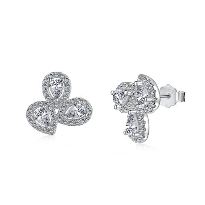 [Manual]Ornate Flower Shape Pear Cut Lover Earrings