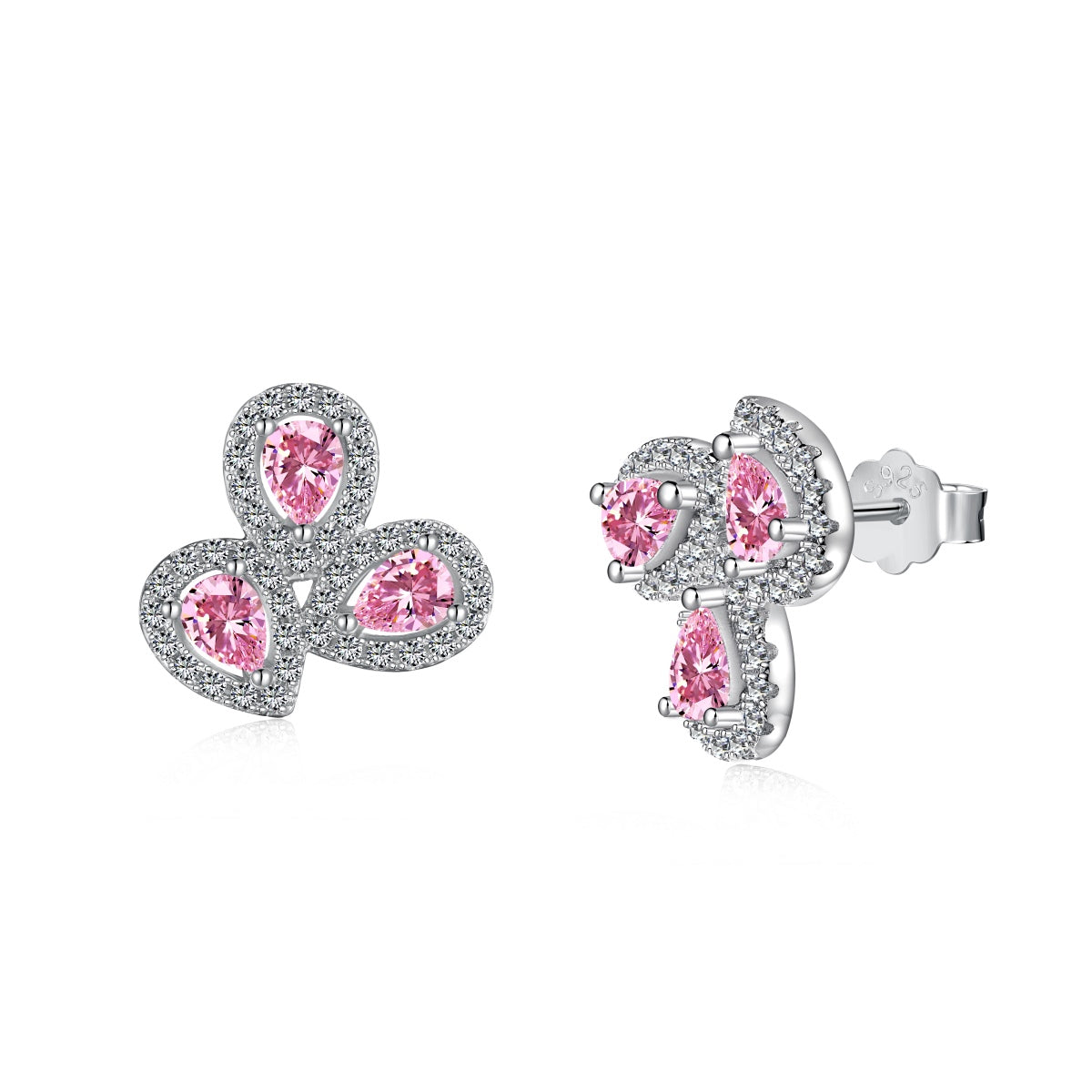 [Manual]Ornate Flower Shape Pear Cut Lover Earrings