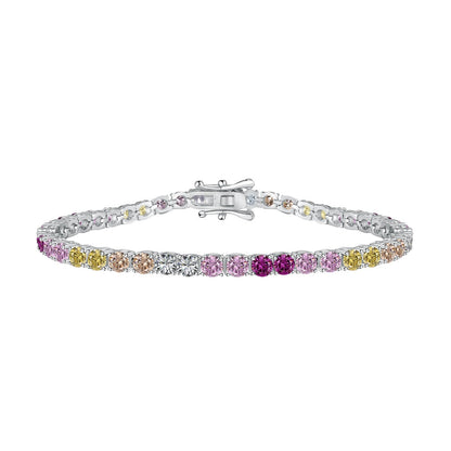 [Manual]Radiant Colorful Round Cut Tennis Bracelet
