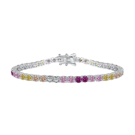 [Manual]Radiant Colorful Round Cut Tennis Bracelet