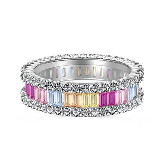 [Manual]Dainty Kaleidoscopic Emerald Cut Daily Ring