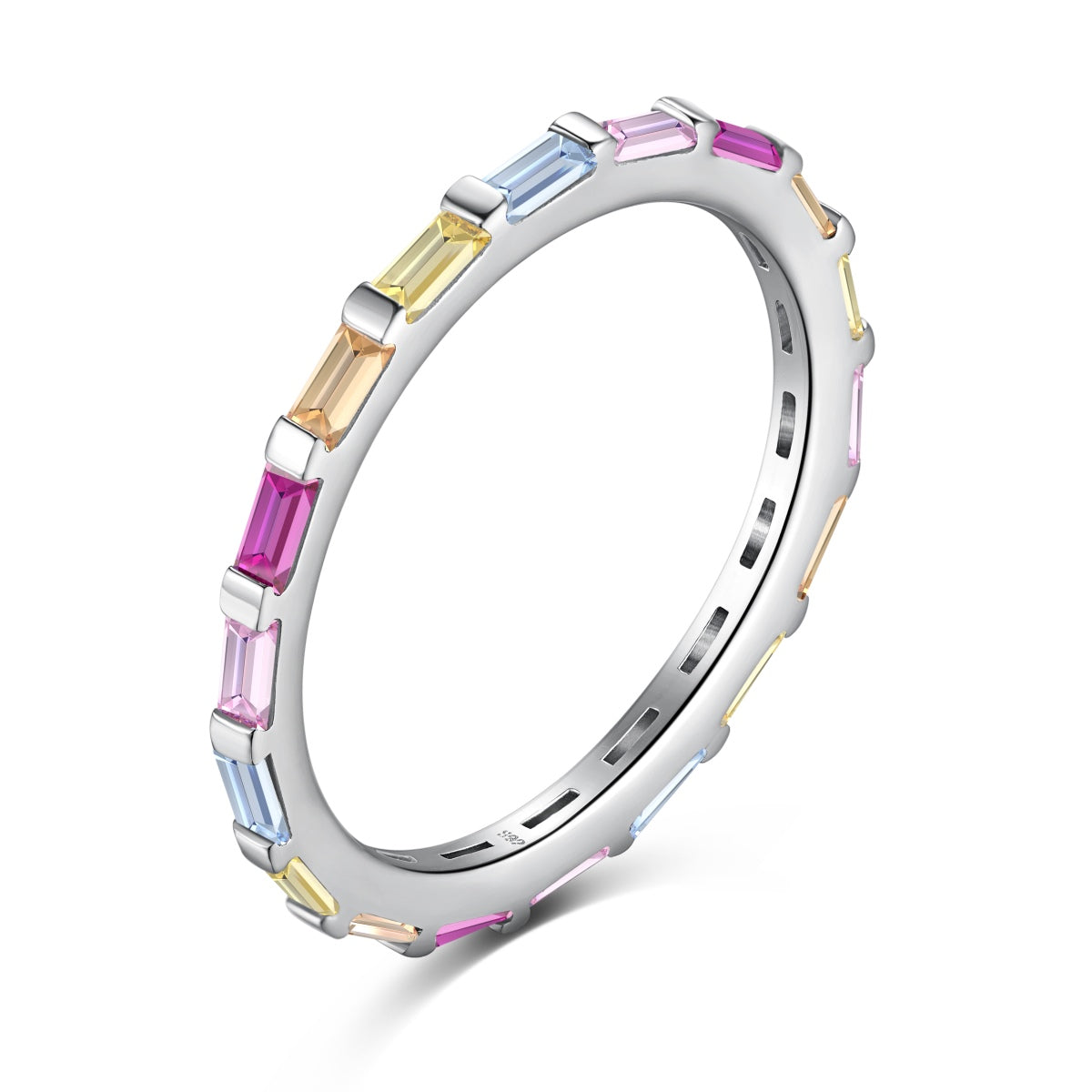 [Manual]Exquisite Multicolored Emerald Cut Daily Ring