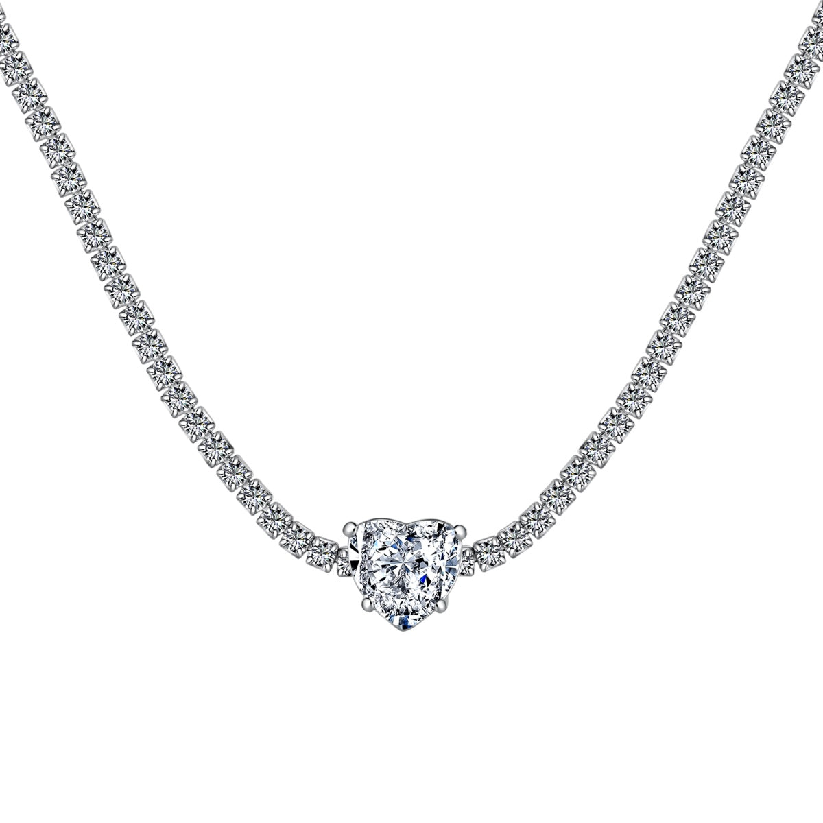 [Manual]2.0 Carat Sparkling Tennis Heart Cut Necklace