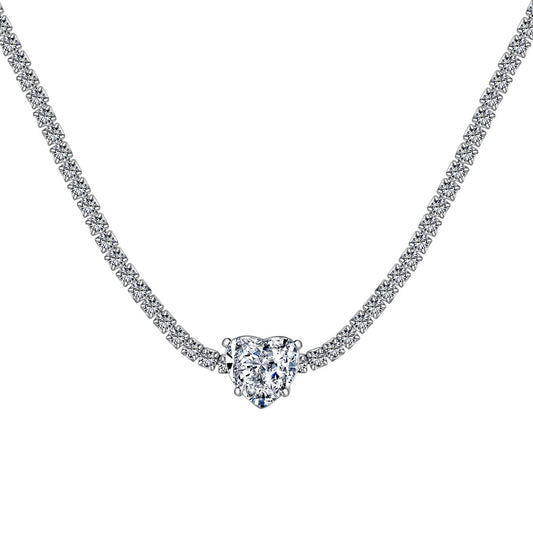 [Manual]2.0 Carat Sparkling Tennis Heart Cut Necklace