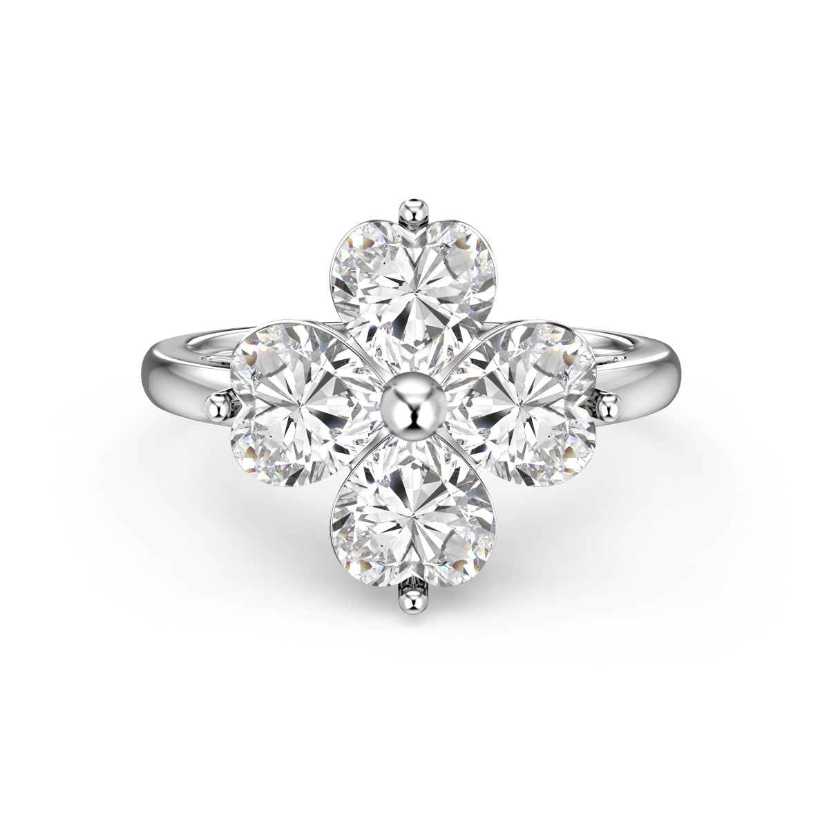 [Manual]Heart-shaped Four-Leaf Clover Ball Ring