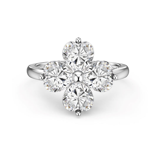 [Manual]Heart-shaped Four-Leaf Clover Ball Ring