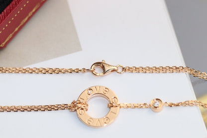 [⭐⭐JeweliWhal]LOVE NECKLACE ADJUSTABLE ROSE GOLD 2 DIAMOND