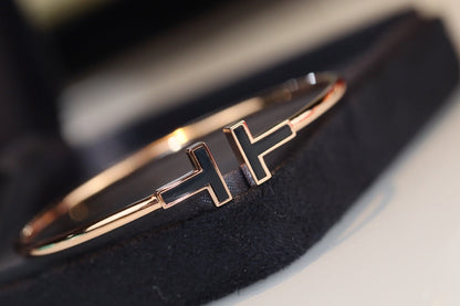 [⭐JeweliWhal]T BRACELET 1.8MM ONYX PINK GOLD