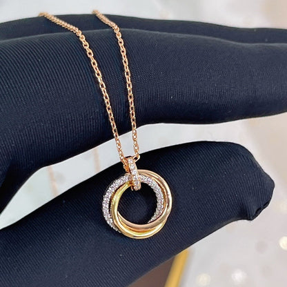 [⭐⭐JeweliWhal]TRINITY NECKLACE SILVER GOLD PINK GOLD DIAMONDS