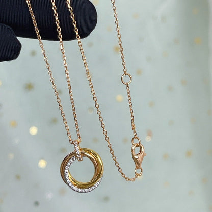 [⭐⭐JeweliWhal]TRINITY NECKLACE SILVER GOLD PINK GOLD DIAMONDS