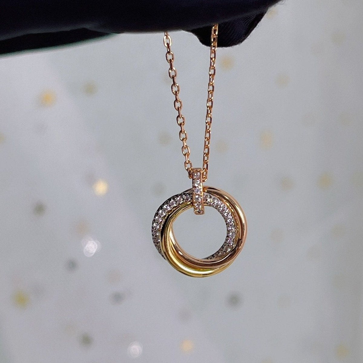 [⭐⭐JeweliWhal]TRINITY NECKLACE SILVER GOLD PINK GOLD DIAMONDS