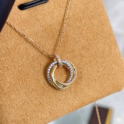 [⭐⭐JeweliWhal]TRINITY NECKLACE SILVER GOLD PINK GOLD DIAMONDS