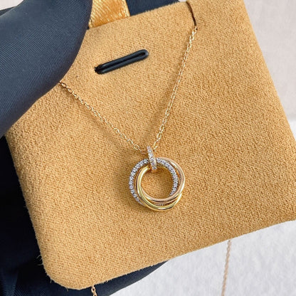 [⭐⭐JeweliWhal]TRINITY NECKLACE SILVER GOLD PINK GOLD DIAMONDS