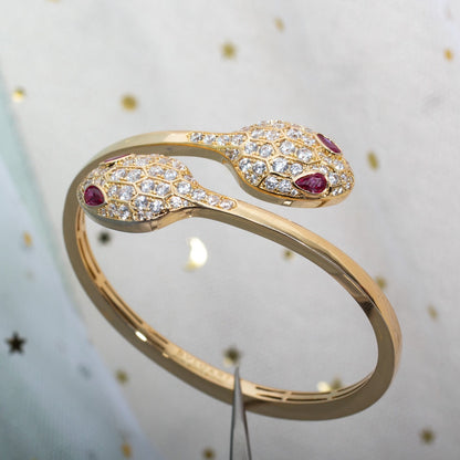 [⭐⭐JeweliWhal]SERPENTI BRACELET PINK GOLD DIAMOND DOUBLE SNAKE