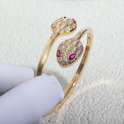 [⭐⭐JeweliWhal]SERPENTI BRACELET PINK GOLD DIAMOND DOUBLE SNAKE