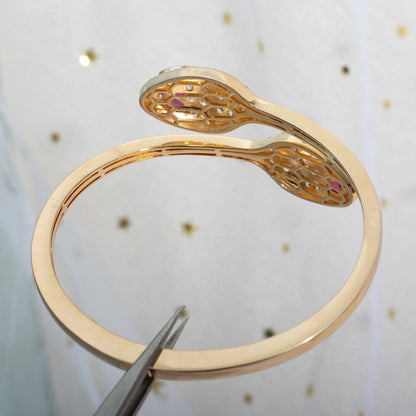 [⭐⭐JeweliWhal]SERPENTI BRACELET PINK GOLD DIAMOND DOUBLE SNAKE