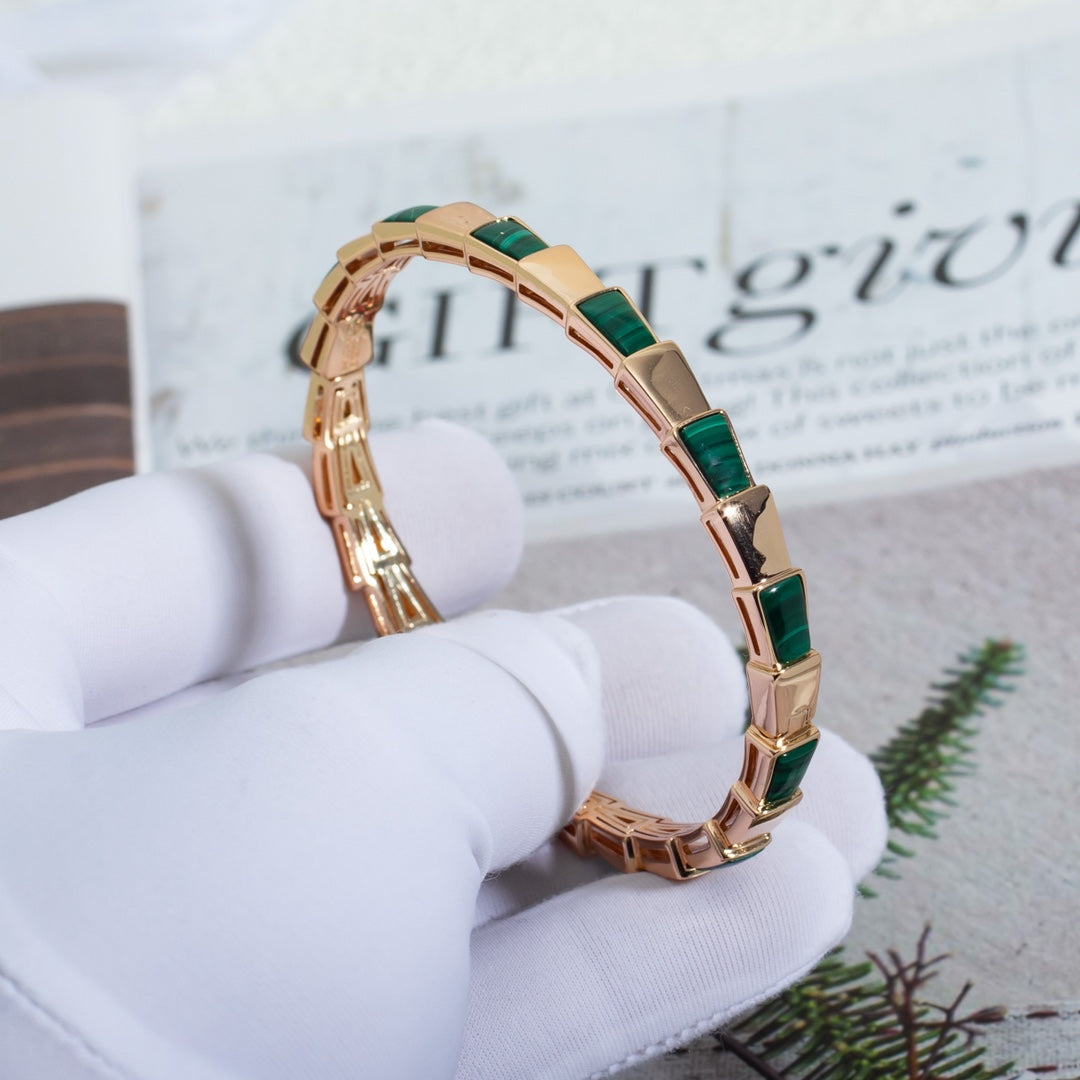 [⭐⭐JeweliWhal]SERPENTI BRACELET PINK GOLD MALACHITE