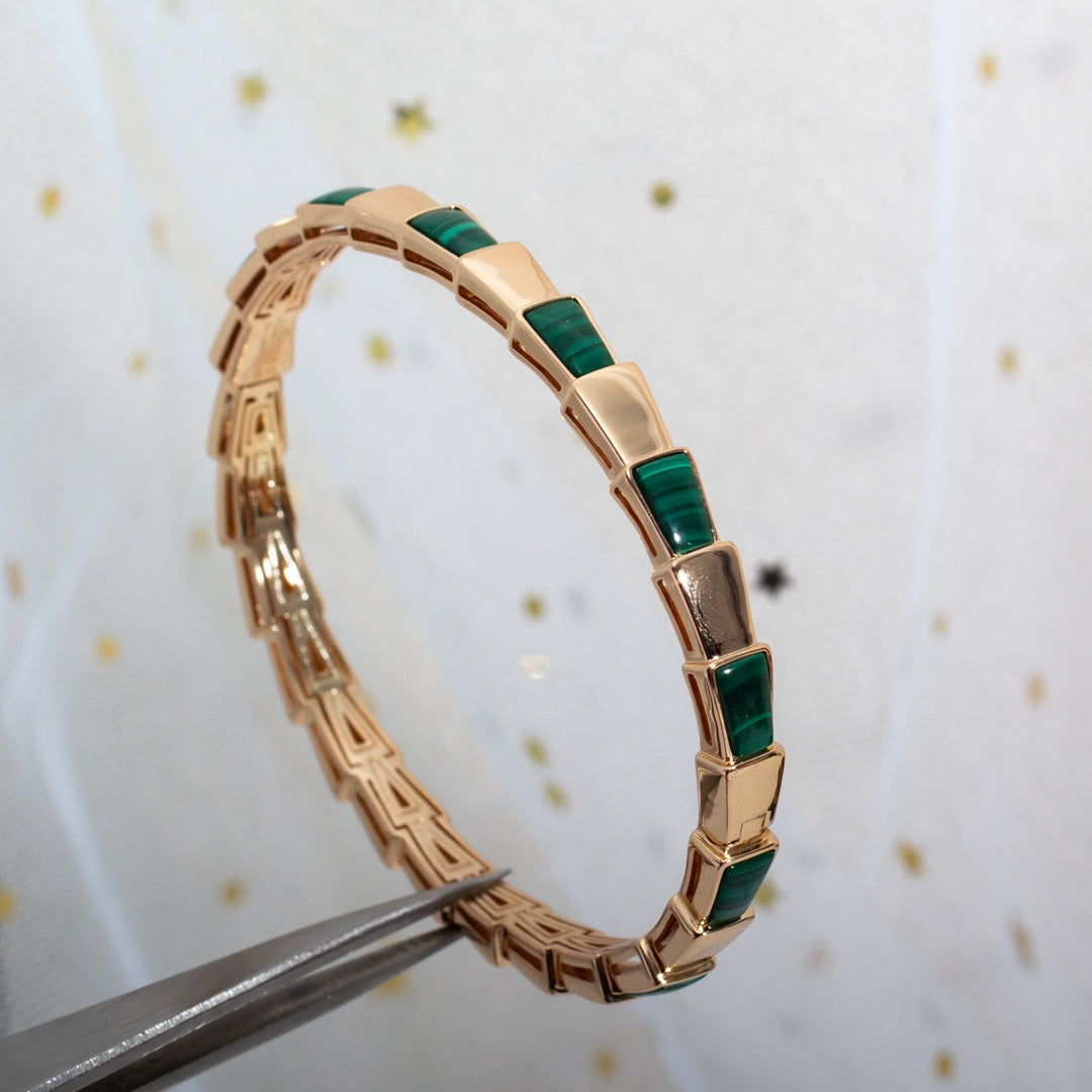 [⭐⭐JeweliWhal]SERPENTI BRACELET PINK GOLD MALACHITE