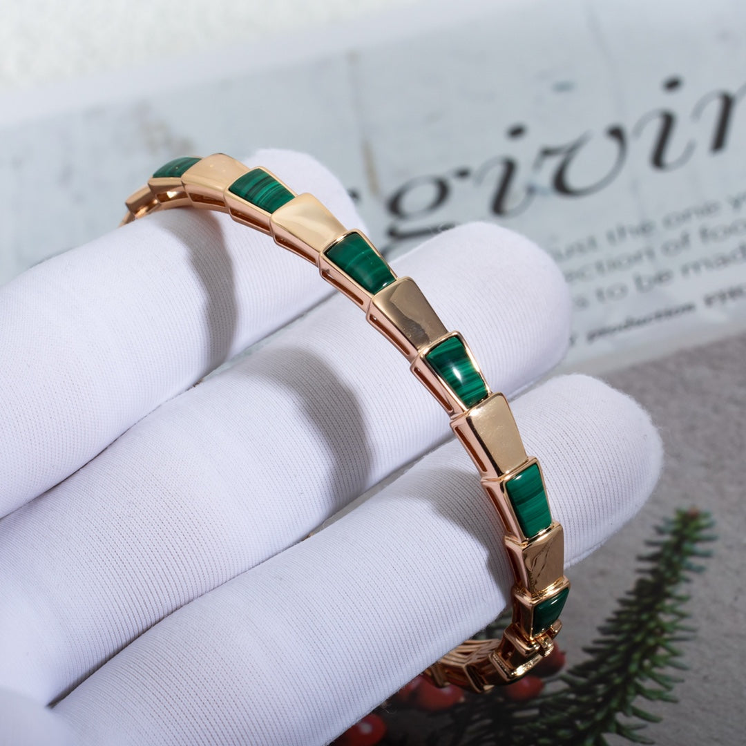 [⭐⭐JeweliWhal]SERPENTI BRACELET PINK GOLD MALACHITE