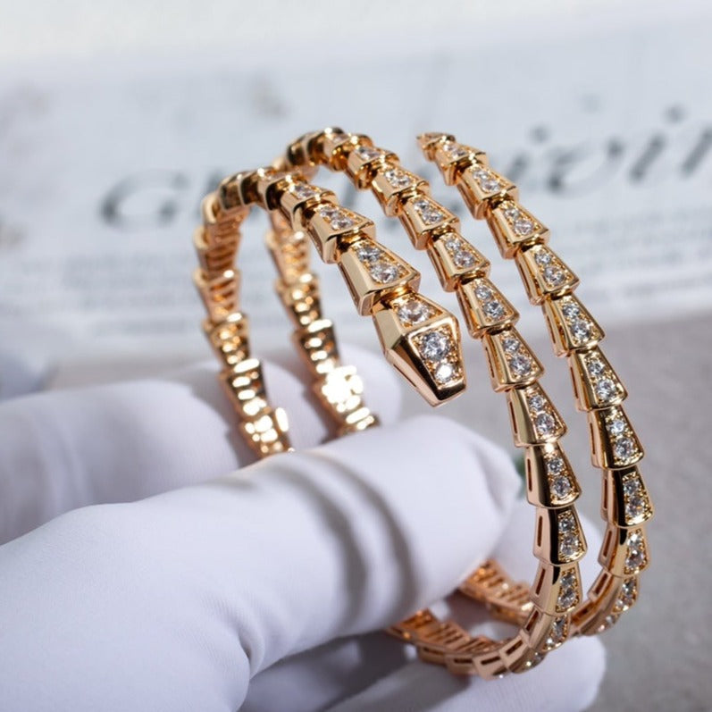 [⭐⭐JeweliWhal]SERPENTI BRACELET PINK GOLD DIAMOND DOUBLE ROW