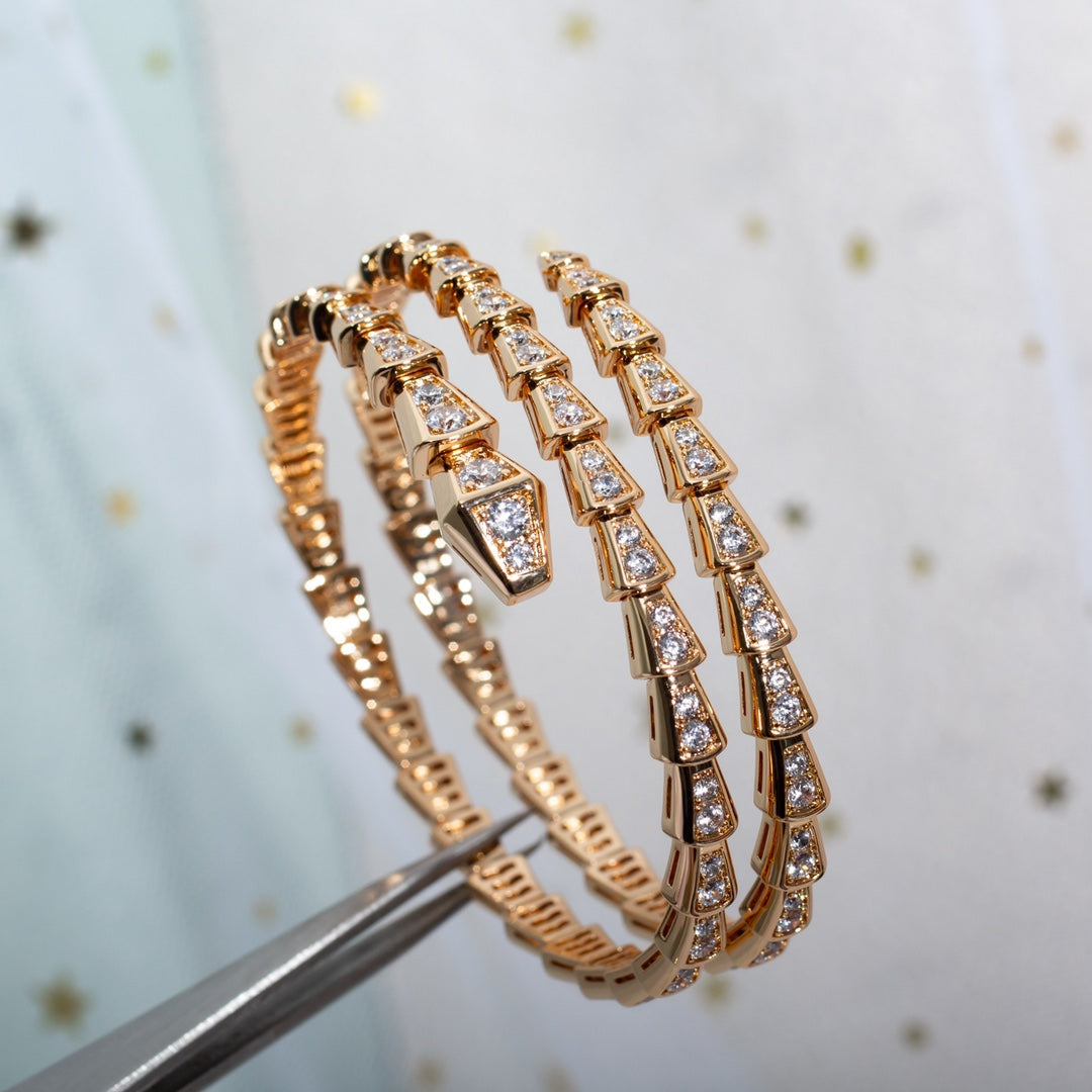 [⭐⭐JeweliWhal]SERPENTI BRACELET PINK GOLD DIAMOND DOUBLE ROW