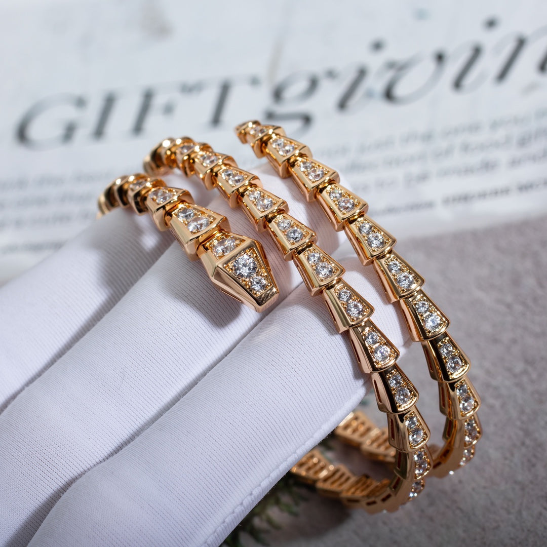 [⭐⭐JeweliWhal]SERPENTI BRACELET PINK GOLD DIAMOND DOUBLE ROW