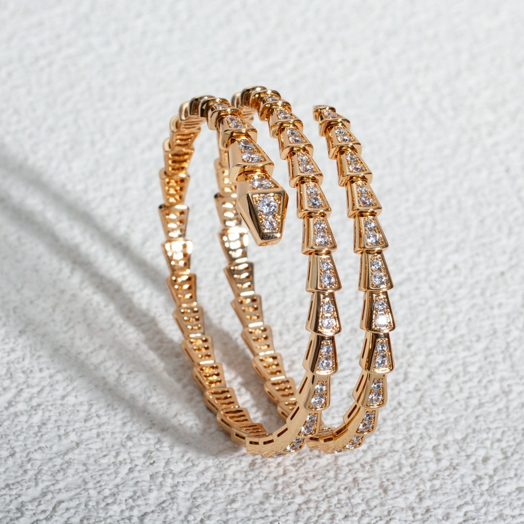 [⭐⭐JeweliWhal]SERPENTI BRACELET PINK GOLD DIAMOND DOUBLE ROW
