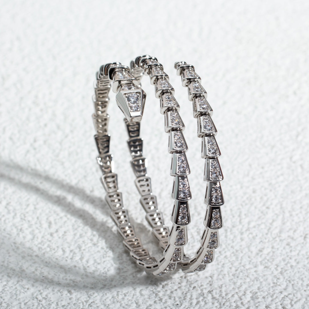 [⭐⭐JeweliWhal]SERPENTI BRACELET SILVER DIAMOND DOUBLE ROW