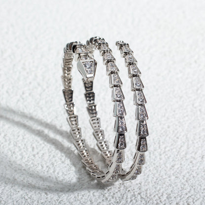[⭐⭐JeweliWhal]SERPENTI BRACELET SILVER DIAMOND DOUBLE ROW