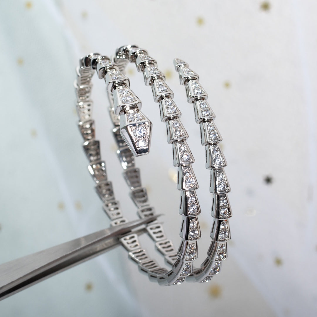 [⭐⭐JeweliWhal]SERPENTI BRACELET SILVER DIAMOND DOUBLE ROW