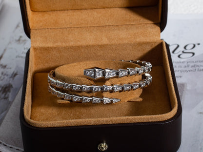[⭐⭐JeweliWhal]SERPENTI BRACELET SILVER DIAMOND DOUBLE ROW