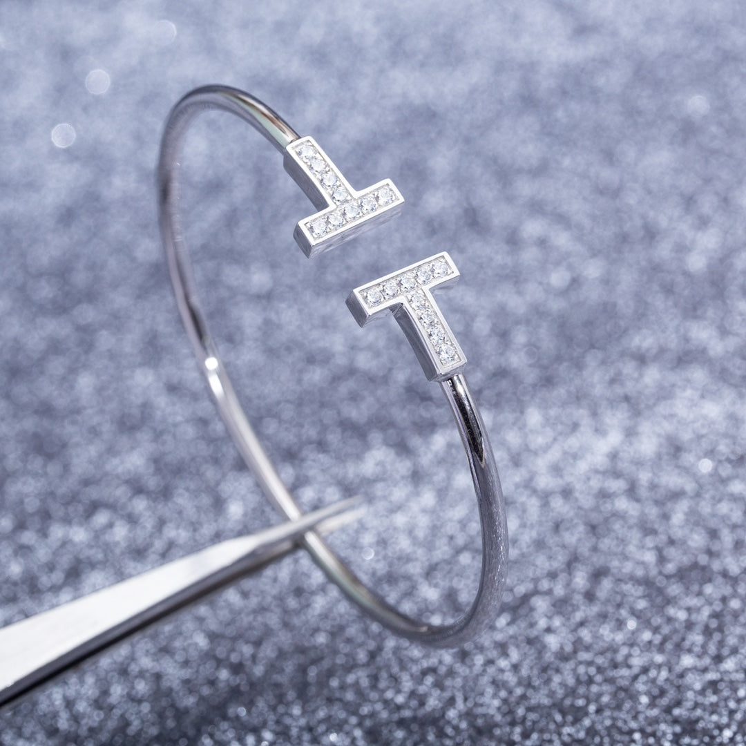 [⭐JeweliWhal]T BRACELET 1.8MM DIAMOND SILVER